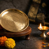 Handcrafted Shree Yantra on brass plate with diya and marigold