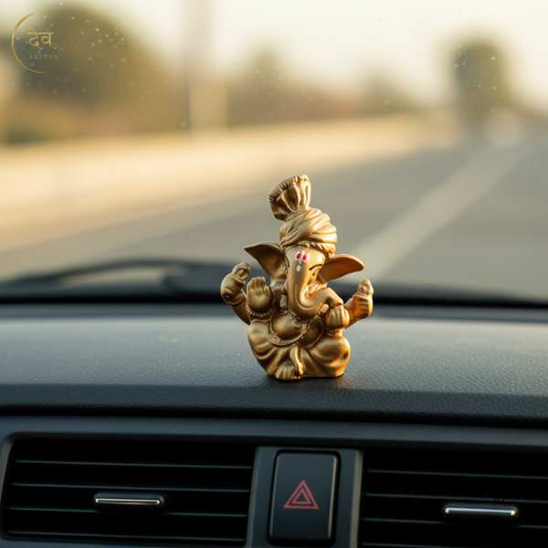 Ganesha Soft Feel Pagdi Idol 2.8-inch | Car, Gift, Home | Lifetime Warranty | Dev Tattva