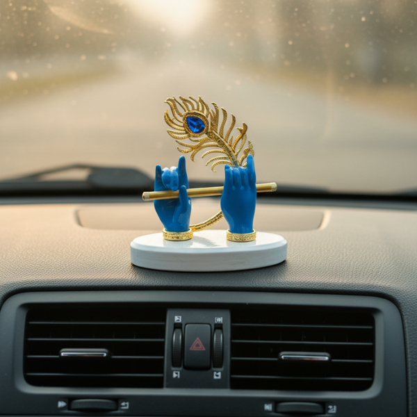Krishna Hand Flute Idol 4.5 Inch, 3 Colors, Car Dashboard, Home & Gift | Life time warranty- Dev Tattva
