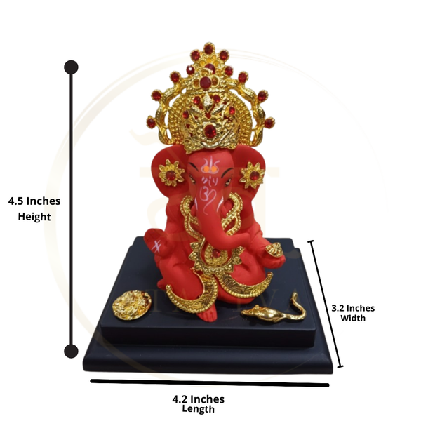 Gold Crown with Base - Red - Size chart