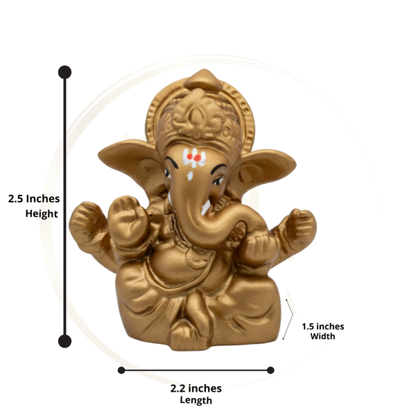 Ganesha Soft Feel Mukut Orange Idol – 2.5 Inch | Car, Home & Gift | Lifetime Warranty | Dev Tattva