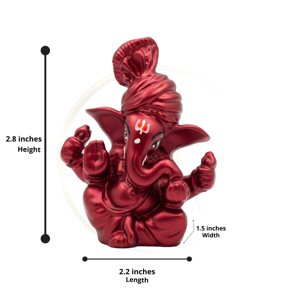 Ganesha Soft Feel Pagdi Idol 2.8-inch | Car, Gift, Home | Lifetime Warranty | Dev Tattva