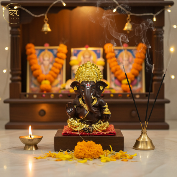 Gold Plated Titwala Ganesha Idol