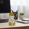Gold Plated Titwala Ganesha Idol White – "3.5 inch" Polyresin | Car, Gift, Home | 3-Y Warranty | Dev Tattva