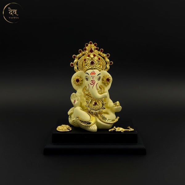 Ganesha Idol Gold Crown With Base