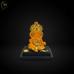 Gold Plated Crown Ganesha Idol with Base – 4.5 Inch | 5 Colours | Lifetime Warranty | Dev Tattva