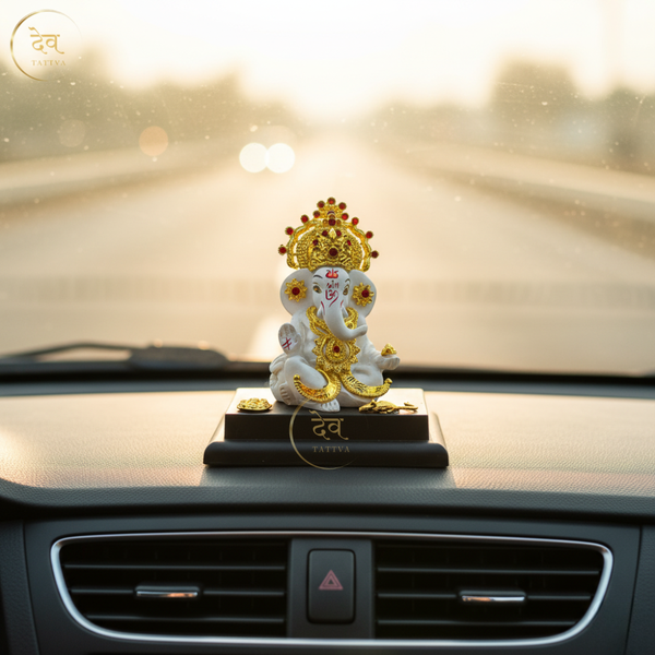 Ganesha Idol Gold Crown With Base