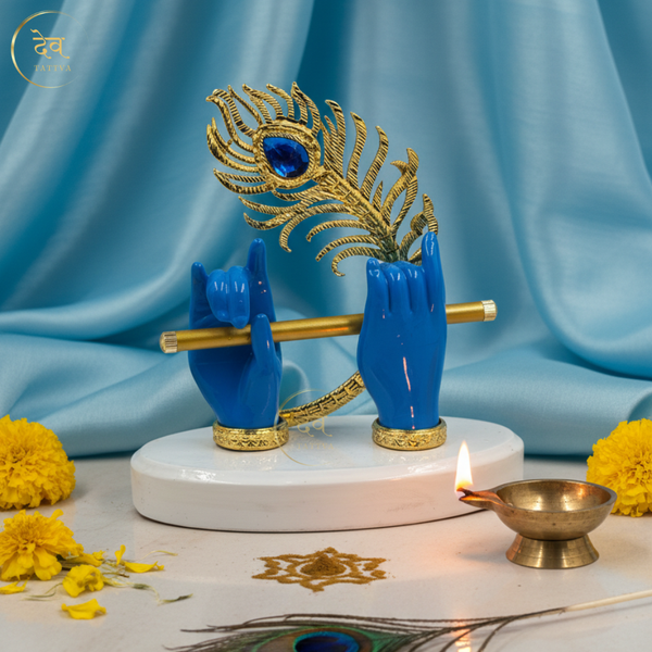 Krishna Hand Flute Glossy Blue – "4 inch" Polyresin | Car, Gift, Home | 3-Y Warranty | Dev Tattva