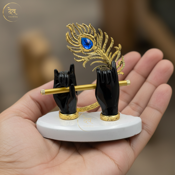 Krishna Hand Flute Glossy Black – "4 inch" Polyresin | Car, Gift, Home | 3-Y Warranty | Dev Tattva