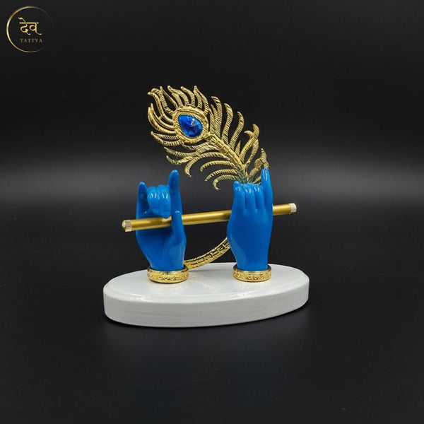 Krishna Hand Flute Idol 4.5 Inch, 3 Colors, Car Dashboard, Home & Gift | Life time warranty- Dev Tattva