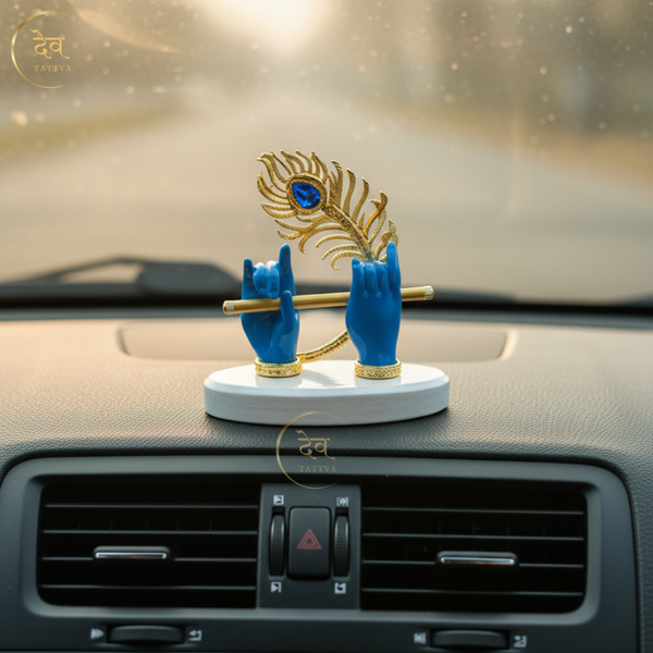 Krishna Hand Flute Glossy Blue – "4 inch" Polyresin | Car, Gift, Home | 3-Y Warranty | Dev Tattva