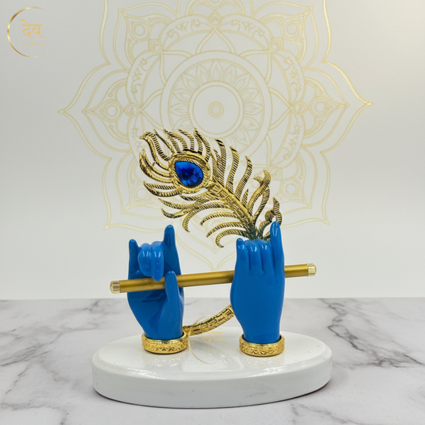 Krishna Hand Flute Glossy Blue – "4 inch" Polyresin | Car, Gift, Home | 3-Y Warranty | Dev Tattva