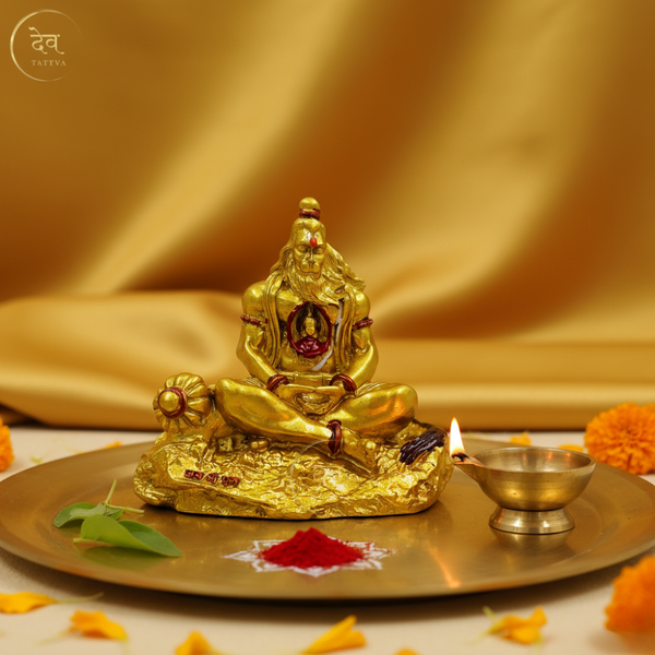 Hanuman Idol with Ram in Heart Gold – "3.5 inch" Polyresin | Car, Gift, Home | 3-Y Warranty | Dev Tattva