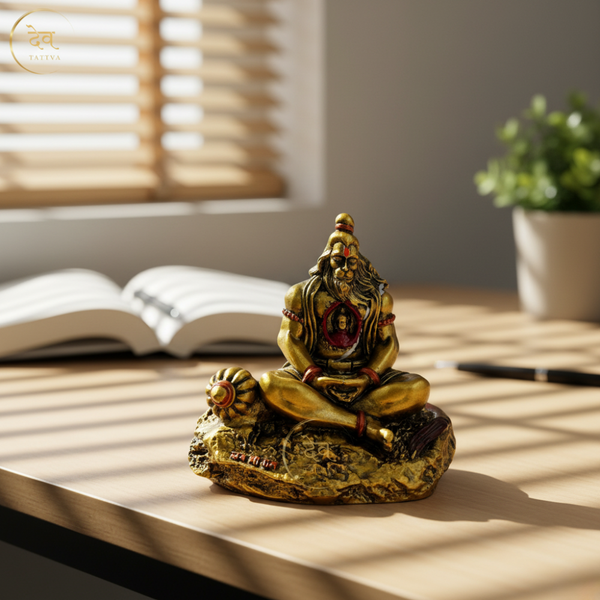 Hanuman Idol with Ram in Heart AT Gold – "3.5 inch" Polyresin | Car, Gift, Home | 3-Y Warranty | Dev Tattva