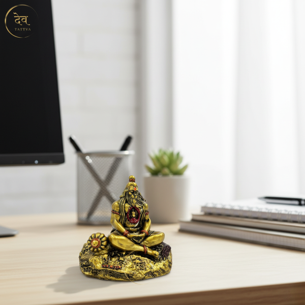 Hanuman Idol with Ram in Heart AT Gold – "3.5 inch" Polyresin | Car, Gift, Home | 3-Y Warranty | Dev Tattva