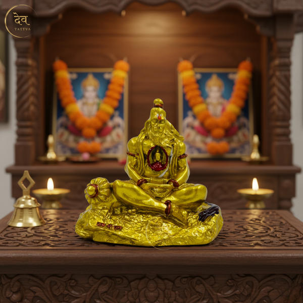 Hanuman Idol with Ram in Heart Gold – "3.5 inch" Polyresin | Car, Gift, Home | 3-Y Warranty | Dev Tattva