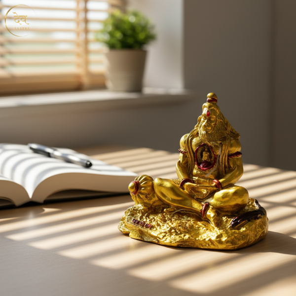 Hanuman Idol with Ram in Heart Gold – "3.5 inch" Polyresin | Car, Gift, Home | 3-Y Warranty | Dev Tattva