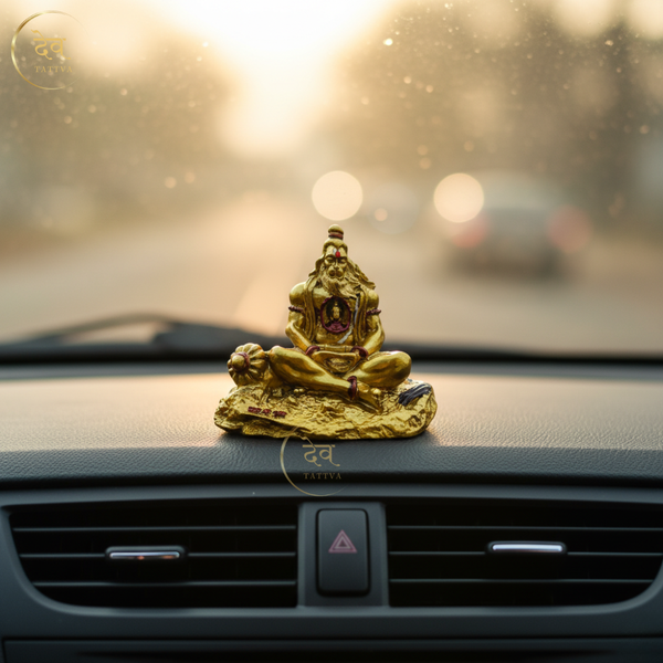 Hanuman Idol with Ram in Heart Gold – "3.5 inch" Polyresin | Car, Gift, Home | 3-Y Warranty | Dev Tattva