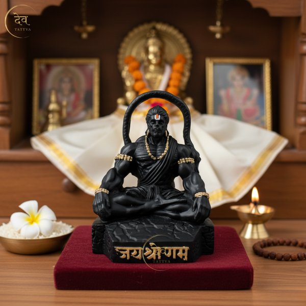 Hanuman Idol Sitting Round Tail Black – "4 inch" Polyresin | Car, Gift, Home | 3-Y Warranty | Dev Tattva