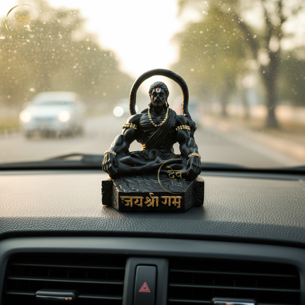 Hanuman Idol Sitting Round Tail Black – "4 inch" Polyresin | Car, Gift, Home | 3-Y Warranty | Dev Tattva