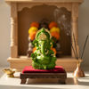 Ganesha Idol Matte Green Gold – "3.5 inch" Polyresin | Car, Gift, Home | 3-Y Warranty | Dev Tattva
