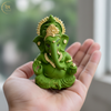 Ganesha Idol Matte Green Gold – "3.5 inch" Polyresin | Car, Gift, Home | 3-Y Warranty | Dev Tattva