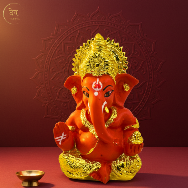 Gold Plated Ganesha Idol – 3.5 Inch | 7 Colours | Lifetime Warranty | Dev Tattva