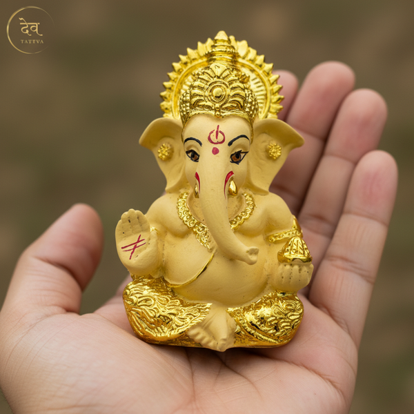 Gold Plated Ganesha Idol – 3.5 Inch | 7 Colours | Lifetime Warranty | Dev Tattva