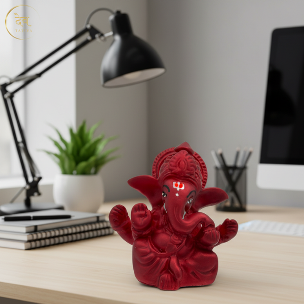 Ganesha Soft Feel Mukut Orange Idol – 2.5 Inch | Car, Home & Gift | Lifetime Warranty | Dev Tattva