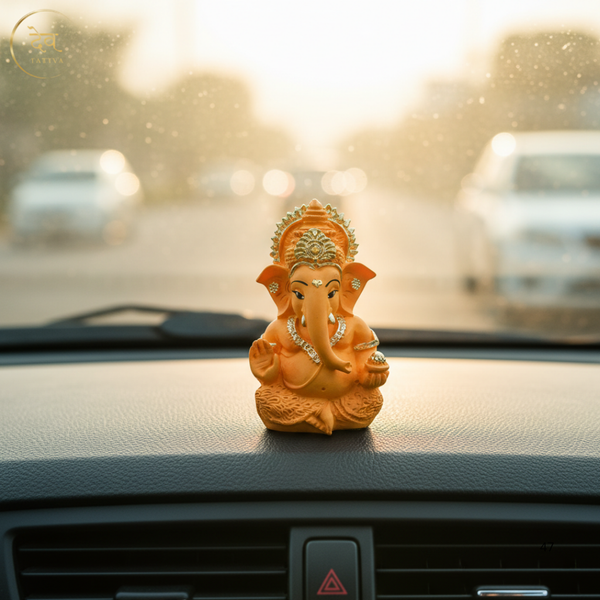Ganesha Matte Gold Idol 3.5 Inch | 8 Colours | Car, Home & Gift | Lifetime Warranty