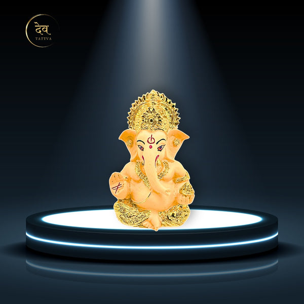 Gold Plated Ganesha Idol – 3.5 Inch | 7 Colours | Lifetime Warranty | Dev Tattva