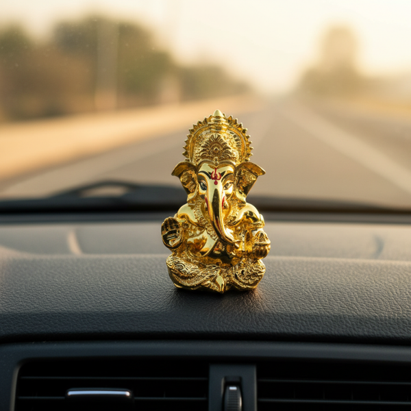 Gold Plated Ganesha Idol – 3.5 Inch | 7 Colours | Lifetime Warranty | Dev Tattva