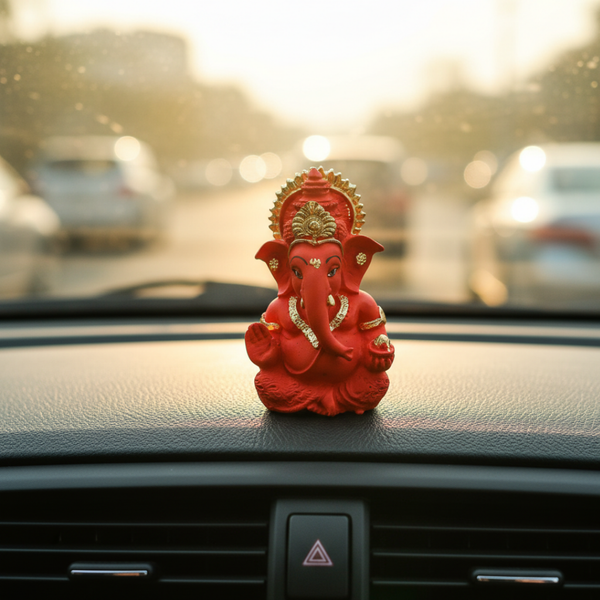 Ganesha Matte Gold Idol 3.5 Inch | 8 Colours | Car, Home & Gift | Lifetime Warranty