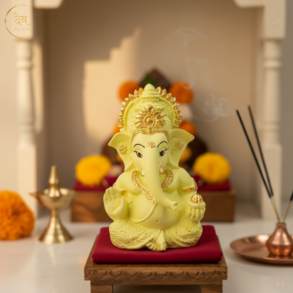 Ganesha Matte Gold Idol 3.5 Inch | 8 Colours | Car, Home & Gift | Lifetime Warranty