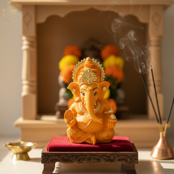 Ganesha Matte Gold Idol 3.5 Inch | 8 Colours | Car, Home & Gift | Lifetime Warranty