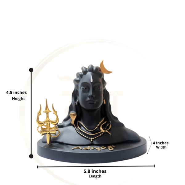 Adiyogi Shiva Idol with Trishul 4.5 Inch Black Gold | Car, Home, Gift | Dev Tattva