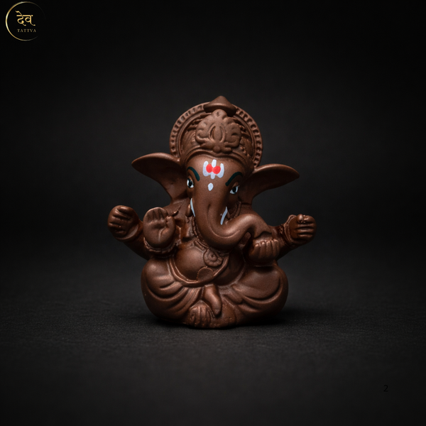 Ganesha Soft Feel Mukut Orange Idol – 2.5 Inch | Car, Home & Gift | Lifetime Warranty | Dev Tattva