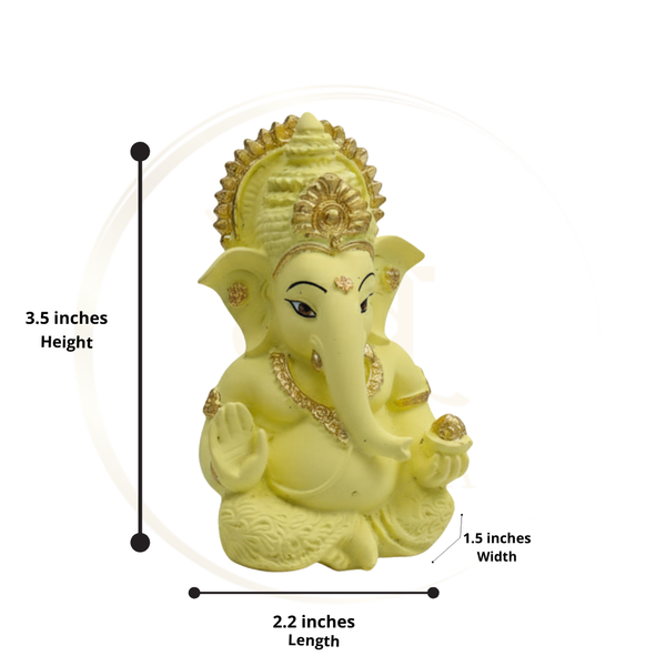 Ganesha Matte Gold Idol 3.5 Inch | 8 Colours | Car, Home & Gift | Lifetime Warranty