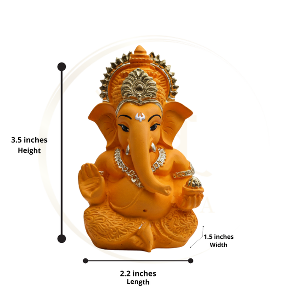 Ganesha Matte Gold Idol 3.5 Inch | 8 Colours | Car, Home & Gift | Lifetime Warranty