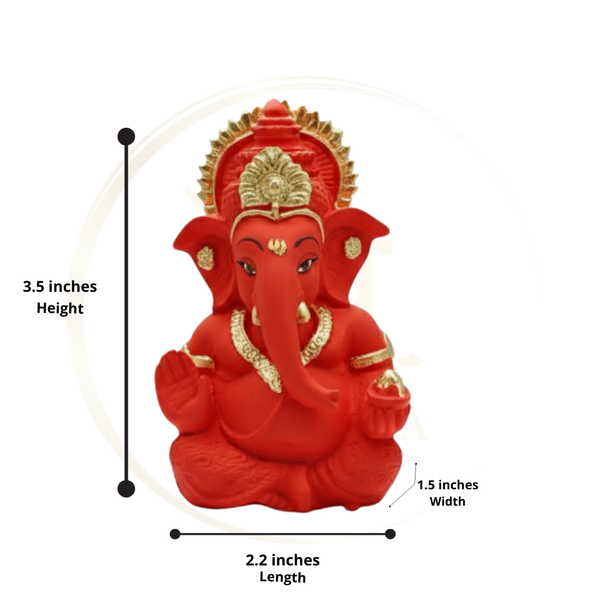 Ganesha Matte Gold Idol 3.5 Inch | 8 Colours | Car, Home & Gift | Lifetime Warranty