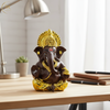 Gold Plated Titwala Ganesha Idol Brown – "3.5 inch" Polyresin | Car, Gift, Home | 3-Y Warranty | Dev Tattva