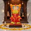 Gold Plated Titwala Ganesha Idol Red – "3.5 inch" Polyresin | Car, Gift, Home | 3-Y Warranty | Dev Tattva