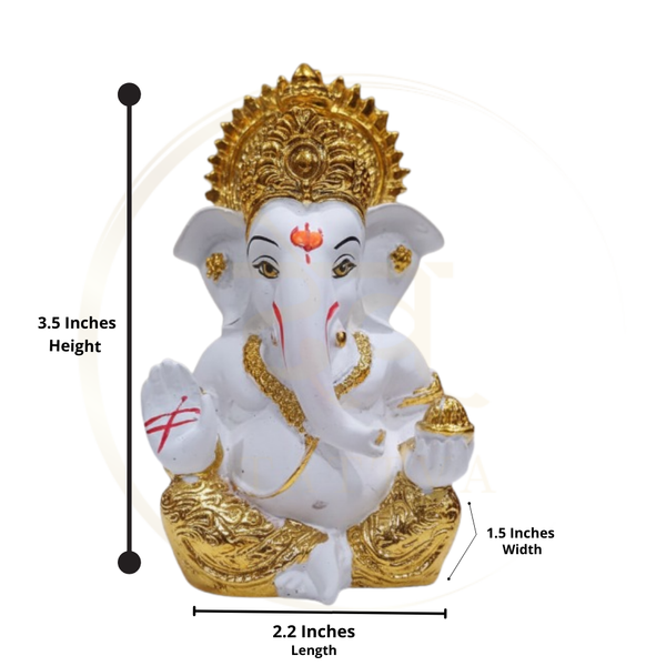 Gold Plated Ganesha Idol – 3.5 Inch | 7 Colours | Lifetime Warranty | Dev Tattva