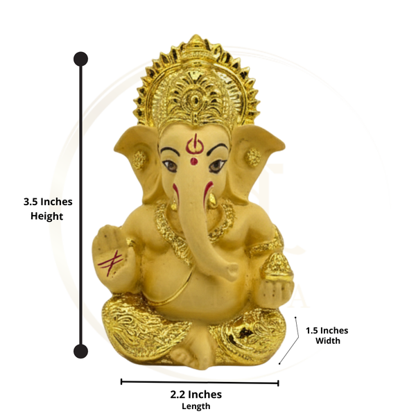 Gold Plated Ganesha Idol – 3.5 Inch | 7 Colours | Lifetime Warranty | Dev Tattva