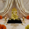 Ganesha Idol Gold Crown With Base Ivory – "4 inch" Polyresin | Car, Gift, Home | 3-Y Warranty | Dev Tattva