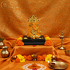 Ganesha Idol Gold Crown With Base Mango – "4 inch" Polyresin | Car, Gift, Home | 3-Y Warranty | Dev Tattva