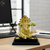 Ganesha Idol Gold Crown With Base Ivory – "4 inch" Polyresin | Car, Gift, Home | 3-Y Warranty | Dev Tattva