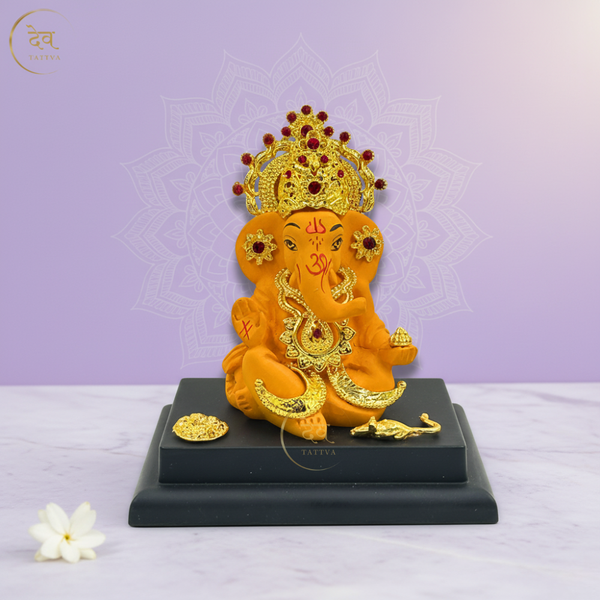 Ganesha Idol Gold Crown With Base