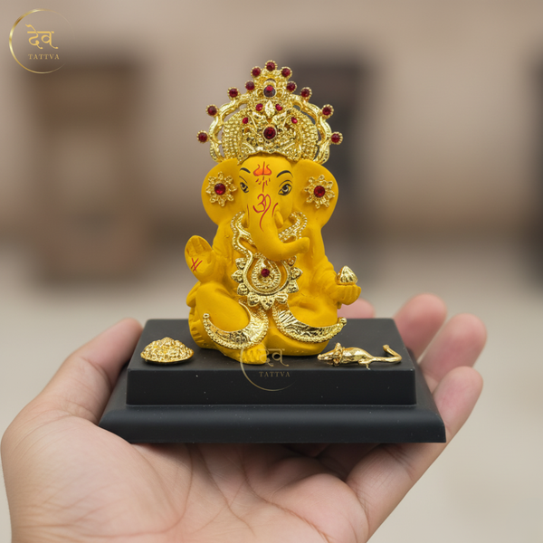 Ganesha Idol Gold Crown With Base