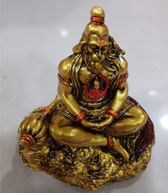 Hanuman Idol with Ram in Heart - "5 inch" Antique Gold Polyresin | Car, Gift, Home | 3-Y Warranty | Dev Tattva